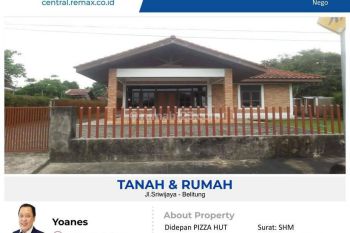 Dijual Cepat Tanah Ada 2 Bangunan Rumah Tinggal di Belitung