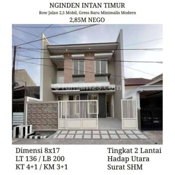 Rumah Nginden Intan Tiimur Gress Baru Minimalis Modern Surabaya Timur Dkt
