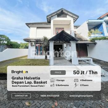 RUMAH LUAS, SEMI FURNISHED ( SESUAI FOTO ), KOMPLEK GRAHA HELVETIA, DEPAN BASKET