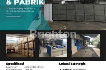 GUDANG DAN PABRIK  DI BANTAR GEBANG BEKASI TIMUR