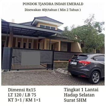 Sewa Rumah Pondok Tjandra / Candra Indah Cluster Emerald Baru Terawat