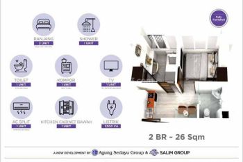 Apartemen Pik 2 Osaka Disewakan 2br 26m2 Semi Furnish Middle Zone