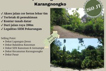Tanah pekarangan dijual di Karangnongko luas 900m harga dijamin murah