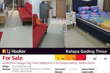 Apartemen Sedayu City Tower Melbourne Lt.26 Kelapa Gading, Jakarta Utara