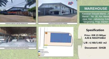 Gudang Pabrik di Kawasan industri Manis Tangerang