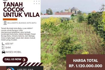 Tanah Murah Kota Batu Strategis Luas 400m2