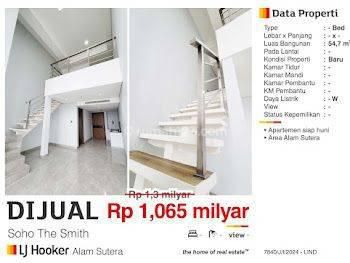 Dijual Apartemen Soho The Smith Alam Sutera Tangerang 1 Br Baru Bagus Sekali