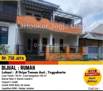 Dijual Rumah Perumahan Griya Taman Asri Sleman