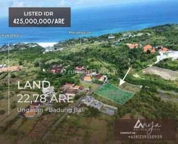 Dijual Tanah Hak Milik Seluas 22,8 Are Lokasi Dekat Pantai Melasti di Ungasan