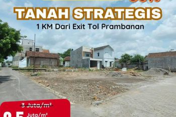 Tanah Strategis Jogja, 1 KM Dari Exit Tol Prambanan, Siap AJB, 2 Juta-an/m2