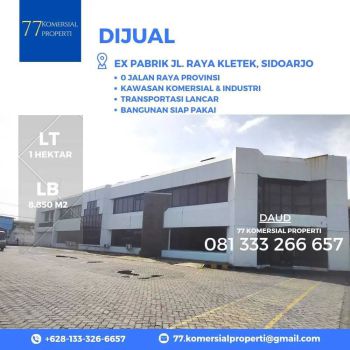 Murah Dijual Ex Pabrik Siap Pakai Jalan Raya Kletek, Sidoarjo