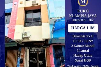 Ruko Klampis Jaya Strategis Bebas Banjir Kawasan Ramai dkt Manyar Kertoarjo MERR