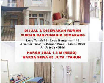 Dijual Dan Disewakan Rumah di Durian Banyumanik Semarang