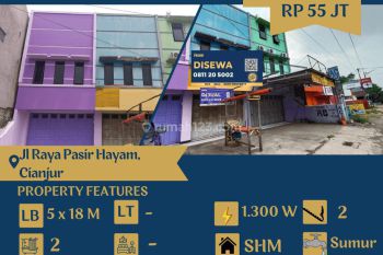 Disewakan Ruko 2 Lantai Lebar 5 Meter di Jalan Raya Pasir Hayam, Cianjur