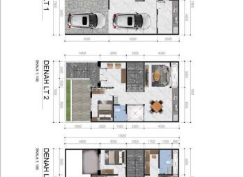 Rumah 3 Lantai Tropical + Rooftop Fasilitas Pool di Bambu Apus Cipayung Jakarta