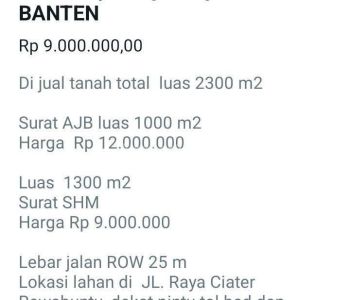 Dijual Tanah di Ciater Raya Bsd City Posisi Depan