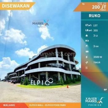 Ruko Komersial 3 Lantai di Elpico Mall - Elpico Food Park, Villa Puncak Tidar,