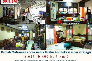 Rumah Matraman Cocok Untuk Usaha Kost Lokasi Super Strategis