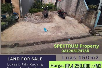 Tanah 150m2 di area graha raya, pdk kacang barat. Rp.4,25jt
