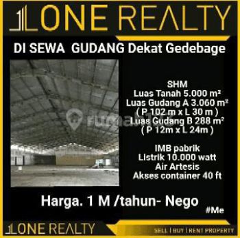 Gudang luas di dekat Pasar Gedebage