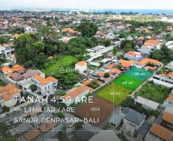 Dijual 3 plot Tanah Hak Milik Seluas 4,59 Are Lokasi Strategis Dan Langka Dekat