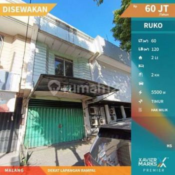 Ruko 2 Lantai Lokasi Strategis Dekat Lapangan Rampal, Malang