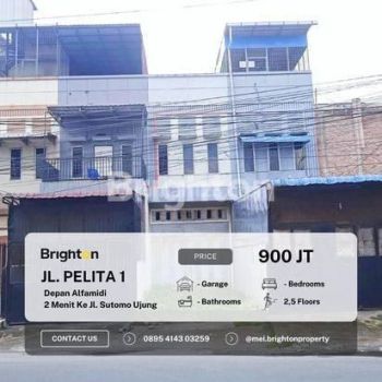 RUKO INTI KOTA JL PELITA 1 DEPAN ALFAMIDI 2 MENIT KE  JL SUTOMO UJUNG