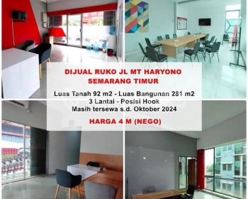 Dijual Ruko Strategis 3 Lantai Jalan Mt Haryono Semarang