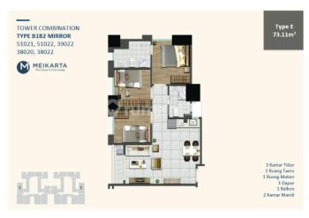 Dijual Cepat Apartemen Meikarta 3 Bedroom District 1