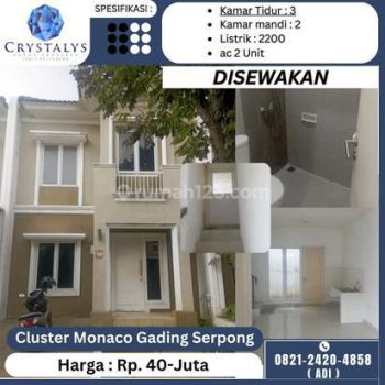 Disewakan Perumahan Monaco Residence