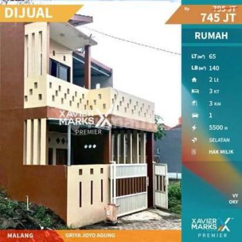 Rumah 2 Lantai Kawasan Kampus di Griya Joyo Agung Malang