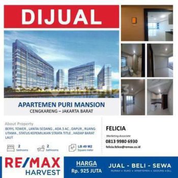 Dijual Apartment Puri Mansion Hadap Barat Laut