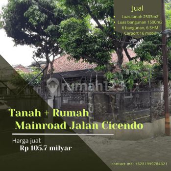 Tanah+rumah SHM di Mainroad Jalan Cicendo, Bandung