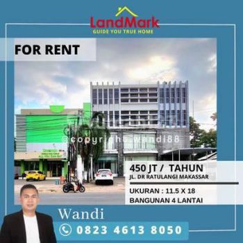 Disewakan Ruko 4 Lantai Poros Jalan Ratulangi Makassar
