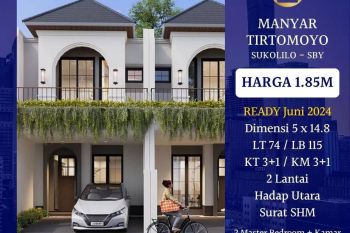 Rumah Manyar Tirtomoyo Baru Minimalis 2 Lantai Strategis Siap Huni Dekat Raya