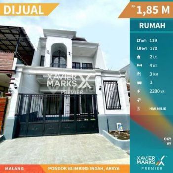 Dijual Rumah American Classic di Pbi Araya Blimbing Malang