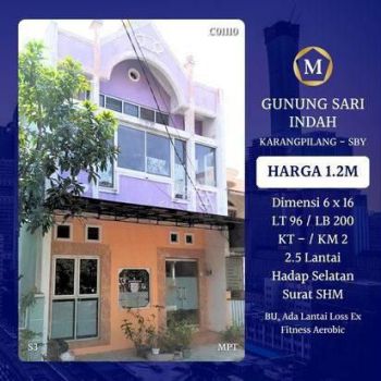 Jual BU Rumah Murah Gunungsari Indah Karangpilang Surabaya dekat Wiyung