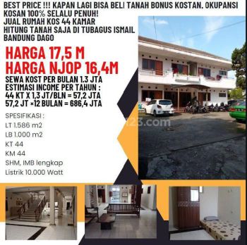 Rumah Kostan di Tubagus Ismail Dago 2 Lantai 44 Kamar