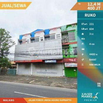 Ruko Poros Jalan J A Suprapto Malang 3 Lantai Cocok Semua Usaha