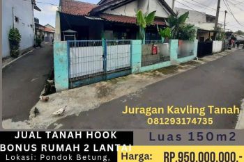 Tanah Hook Bonus Rumah 150m2 Di Pondok Betung, Pondok Aren