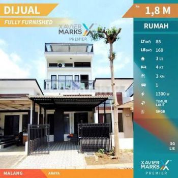 Rumah Cantik 3 Lantai Dengan Rooftop View Gunung Cantik, Full Furnished dekat