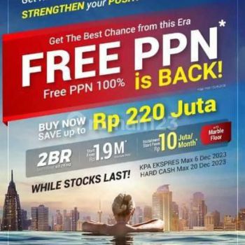 Apartemen 2 Kamar Tidur Baru Furnished siap huni cukup boking 20 jta langsung
