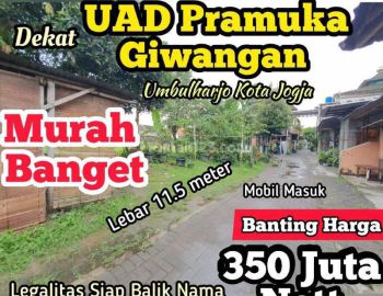 Tanah 100m2 Dkt Kampus Uad Pramuka Giwangan Kota Jogja