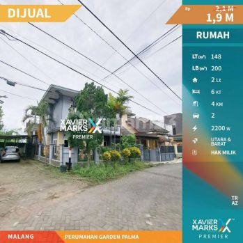 Rumah Hook 2 Lantai Dekat Suhat di Perumahan Garden Palma Malang