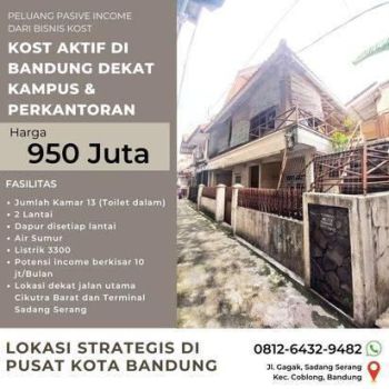 Kost 13 kamar dengan rate 1 juta perbulan di kawasan kampus dan perkantoran di