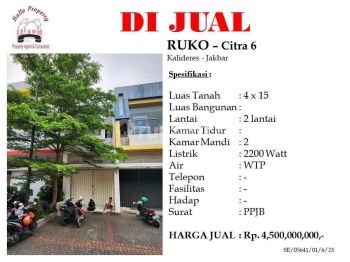 DIJUAL Ruko Bagus 2 lantai 60 m di Citra 6