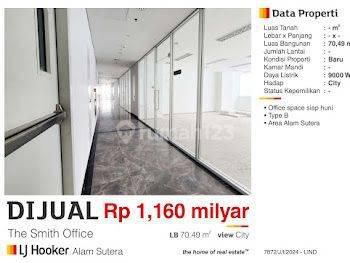 Dijual Ruang Office The Smith Alam Sutera Tangerang 70,49m2 Baru Siap Untuk