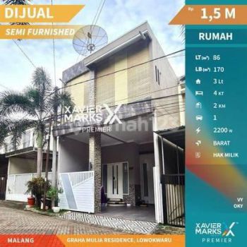 Rumah Semifurnished di Graha Mulia Residence Lowokwaru Malang