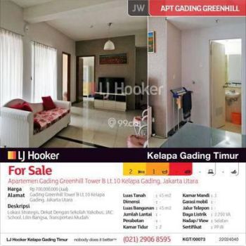 Apartemen Gading Greenhill Tower B Lt.10 Kelapa Gading, Jakarta Utara
