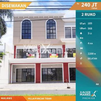 N027 Disewakan Ruko Baru Gress Siap Pakai di Villa Puncak Tidar Lokasi Strategis